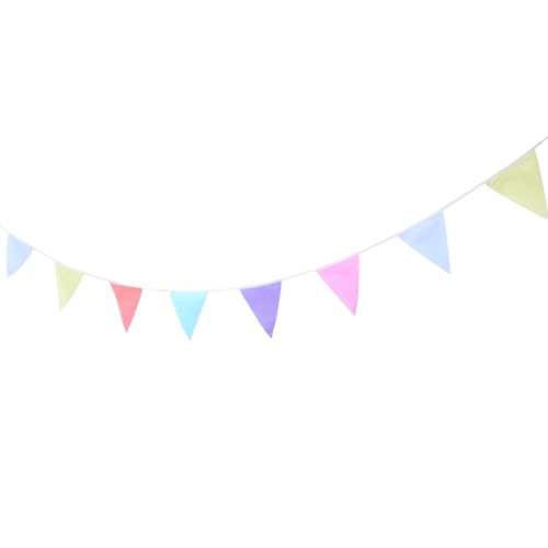 MOBUTOFU Buntes Baumwoll Wimpel Banner mit Farbigen Dreiecksflaggen für Partydekoration Hochzeit Geburtstag und Festliche Anlässe Leicht und Vielseitig Einsetzbar von MOBUTOFU