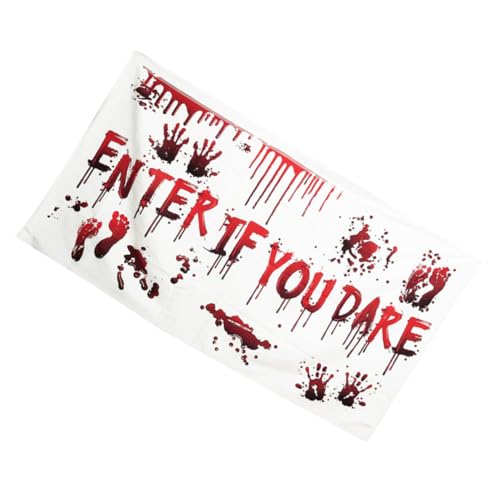 MOBUTOFU Halloween Tischdecke mit Gruseliger Banner Dekoration Horror Hintergrund Banner Enter If You Dare Glatte Faltfreie Oberfläche Vielseitig als Partydeko und Foto Hintergrund Geeignet von MOBUTOFU