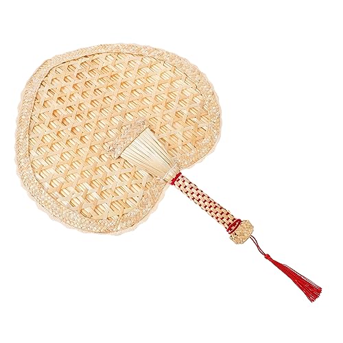 MOBUTOFU Handgewebter Weizenstroh Fächer Leichter Dekorativer Sommer Handfächer mit Vintage Design Handgemacht Kühlender Fächer für Strand Hochzeit Ältere Personen Natürlicher Luftzufuhr von MOBUTOFU