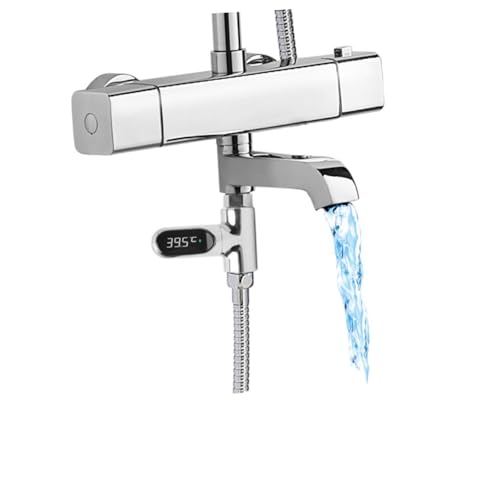MOBUTOFU LED Duschwassertemperaturmesser mit LED Display Drehbar Batteriefrei Präziser Sensor Einfache Installation Sicherer Langlebiger Messbereich Geeignet für Babybad MOBUTOFU LED Duschwassertemperaturmesser mit LED Display Drehbar Batteriefrei Präziser Sensor Einfache Installation Sicherer Langlebiger Messbereich Geeignet für Babybad von MOBUTOFU
