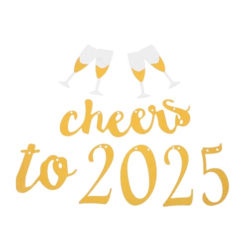 MOBUTOFU Neujahr Banner Set Glitzernde Dekoration für Silvesterpartys Wiederverwendbares Papierbanner mit Glänzenden Buchstaben Schnelle Installation und Aufhängen für Festliche Anlässe von MOBUTOFU