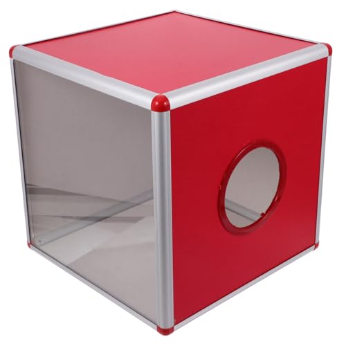 MOBUTOFU Transparente Raffle Box in Rot mit Schlitz für Partyspiele und Spenden Praktische Losebox für Veranstaltungen Interaktives Design für und Abstimmungen Leicht zu Bedienen von MOBUTOFU