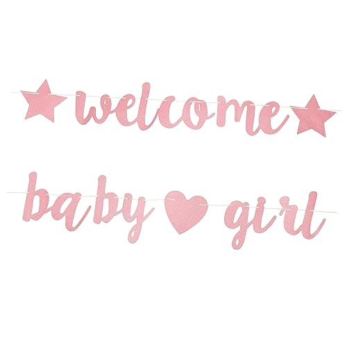 MOBUTOFU 1satz Willkommen Girl Banner Glitzernde Babyparty Dekoration Für Mädchen Hängendes Party-accessoire Für Shower Geburtstagsfeier Und Fotokulisse Leicht Und Einfach Aufzuhängen von MOBUTOFU