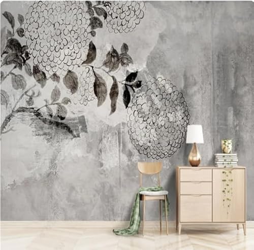 MOBYAT 3D-Tapete für Wohnzimmer, schwarze und weiße Tinte, Zement, Sofa, Hintergrund, Tapeten, Heimdekoration, Wandbild, 3D, 350 x 245 cm von MOBYAT