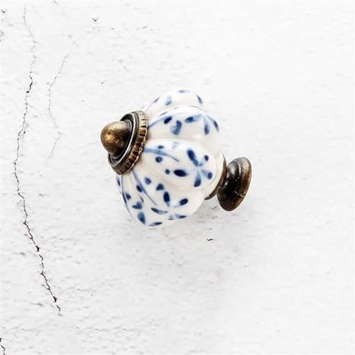 MOBYAT Keramikform Küchenschrank Türgriffe Vintage Schuhe Schränke Griffe Retro Möbelbeschläge mit Schrauben 1Stk (Color : Blue Flower) von MOBYAT