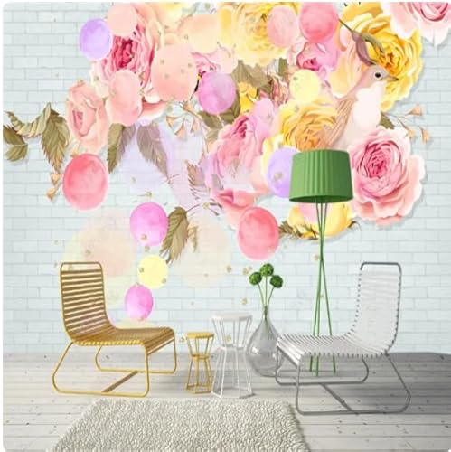 MOBYAT Tapete für Wohnzimmer, Blume, Sofa, TV, Hintergrund, Wandpapier, Heimdekoration, 3D-Wandbild, 3D, 400 x 280 cm von MOBYAT