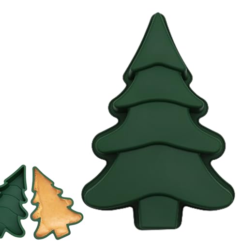 MOBYAT 3D-Weihnachtsbaum-Silikon-Kuchenformen – 1/2 Stück Weihnachtsbaum-Kuchenform, antihaftbeschichtete Weihnachtsbaum-Backformen, niedliche Weihnachts-Silikonform, Cupcake-Formen, Backzubehör von MOBYAT