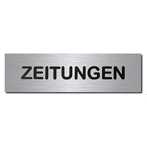 Briefkasten-Schild selbstklebend mit Gravur ZEITUNGEN MOCAVI Stick 903 A, Edelstahl graviert, modernes Design, flach, geradlinig von MOCAVI