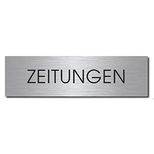 Briefkasten-Schild selbstklebend mit Gravur ZEITUNGEN MOCAVI Stick 903 M, Edelstahl graviert, modernes Design, flach, geradlinig von MOCAVI