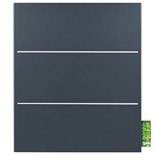 Briefkasten anthrazit mit Zeitungsfach (RAL 7016) MOCAVI Box 141R Postkasten Edelstahl-Detail V2A Öffnung links Wand-Briefkasten mit Zeitungsrolle groß modern deutsche Marken-Qualität DIN A4 von MOCAVI