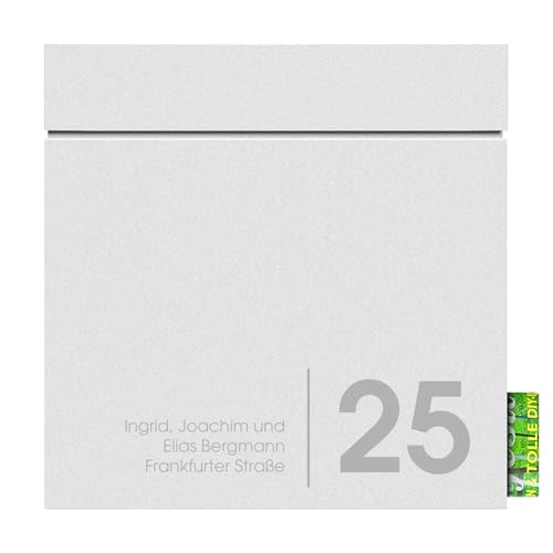 Design-Briefkasten Weiss mit Zeitungsfach personalisiert Postkasten mit Zeitungsrolle MOCAVI Box 713 9003 NF72a Wandbriefkasten RAL 9003 matt Weiss Postbox modern wetterfest von MOCAVI