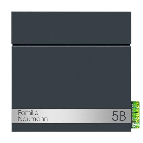 Design-Wandbriefkasten mit Zeitungsrolle personalisiert anthrazit (RAL 7016) Mocavi Box 715 Stick 507 Postkasten Zeitungsfach Briefkasten von MOCAVI