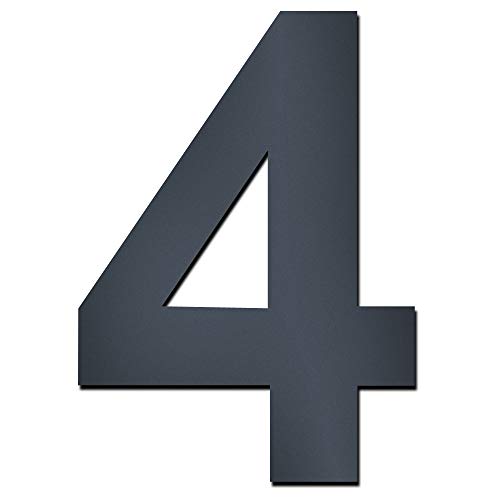MOCAVI Design V4A Edelstahl Hausnummer anthrazit HS 20 Feinstruktur beschichtet RAL 7016 grau 15 cm modern Ziffern und Buchstaben, Hausnummer:4 von MOCAVI