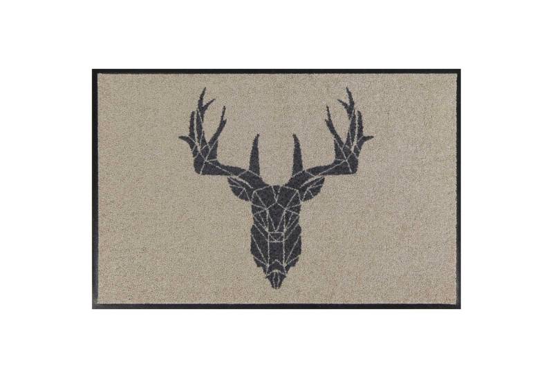 MOCAVI Fußmatte Fußmatte 45 x 70 cm Mat Hirsch mit Rand beige, smatte normal, Höhe: 450 mm von MOCAVI