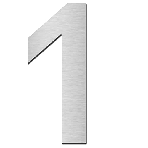 MOCAVI HS10 Hausnummer Edelstahl V4A selbstklebend Höhe 5,5-7,5 cm Edelstahl-Haustürnummer modern, Hausnummer:1 von MOCAVI