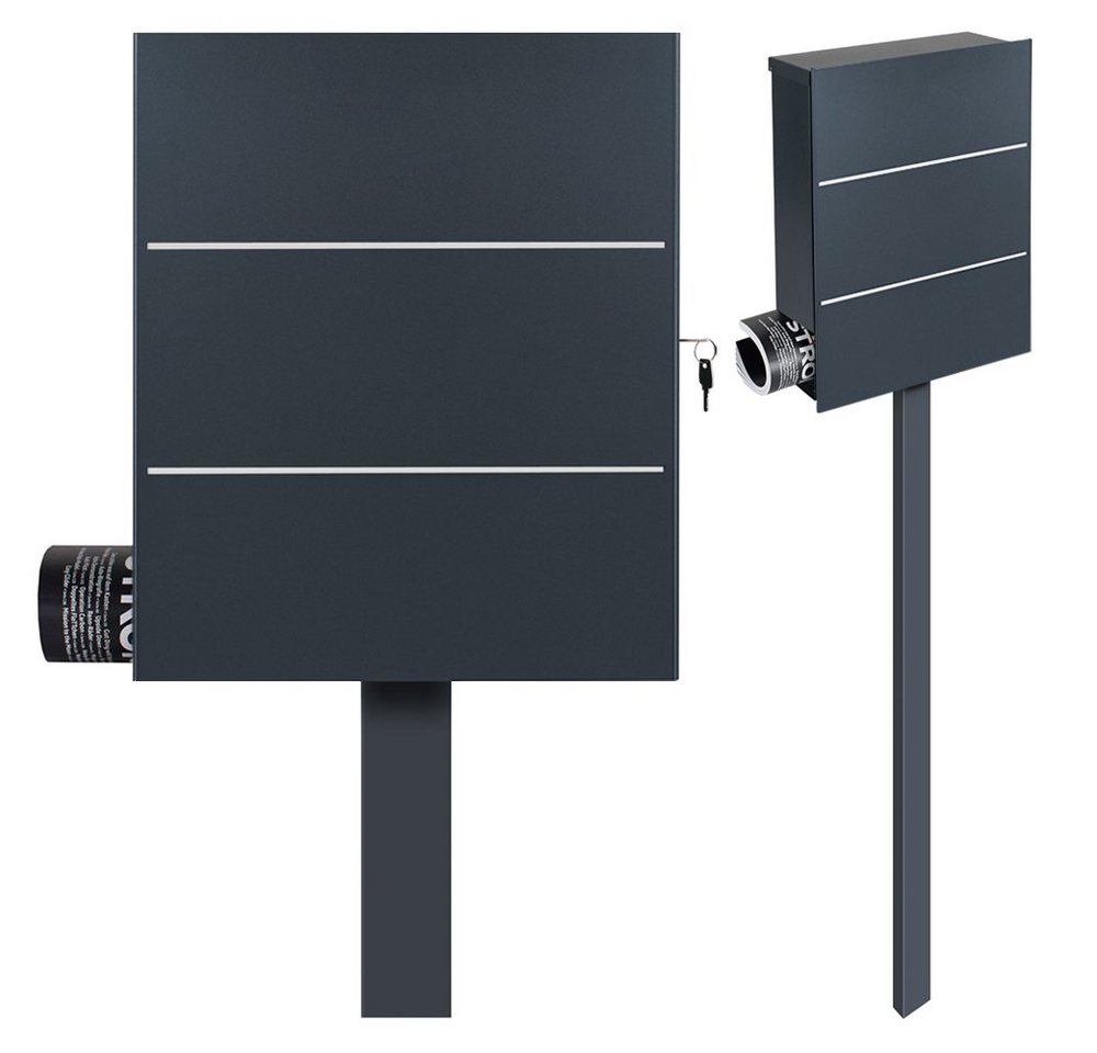 MOCAVI Standbriefkasten Standbriefkasten mit Zeitungsfach anthrazit (RAL 7016) SBox 141b von MOCAVI