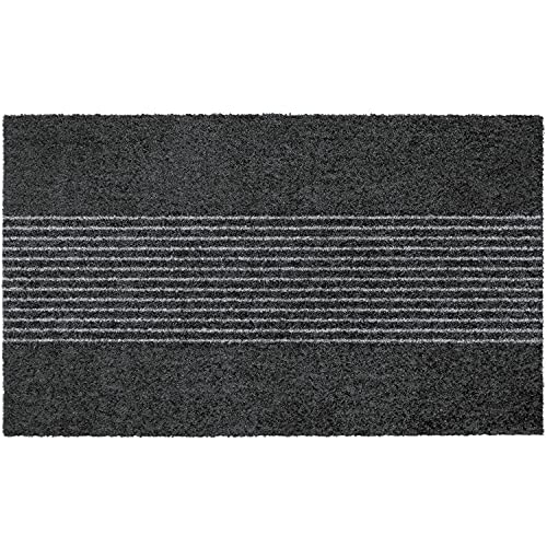 MOCAVI Mat 340 Fußmatte waschbar randlos 60x100 cm anthrazit-grau (RAL 7016) Schmutzfangmatte Streifen Fußabtreter Sauberlaufmatte, Türvorleger grau von MOCAVI