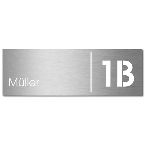 MOCAVI Stick 230 Briefkastenschild mit Hausnummer und Namen Edelstahl V4A graviert, groß, selbstklebend, modernes Design, passend für Box 500, 510, 570 und 580 von MOCAVI