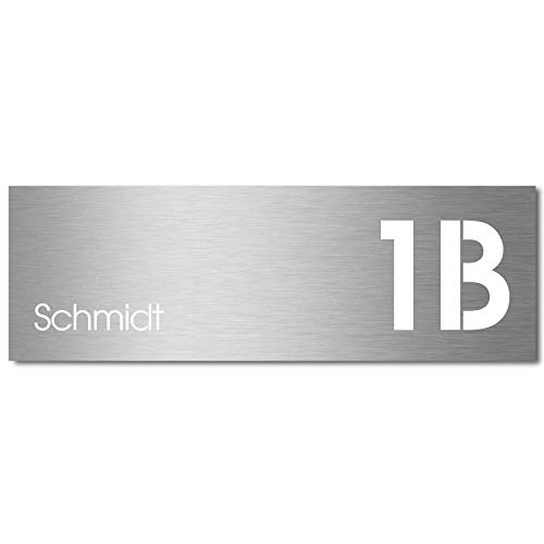 MOCAVI Stick 335 Briefkastenschild mit Hausnummer und Namen Edelstahl V4A graviert, groß, selbstklebend, modernes Design, passend für Box 141 von MOCAVI