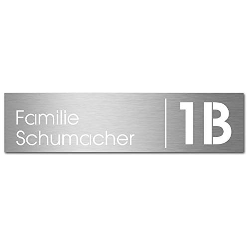 MOCAVI Stick 501 Briefkastenschild mit Hausnummer und Namen Edelstahl V4A graviert, groß, selbstklebend, passend für SafePost Paket-Briefkasten 45M und SBox 301 von MOCAVI