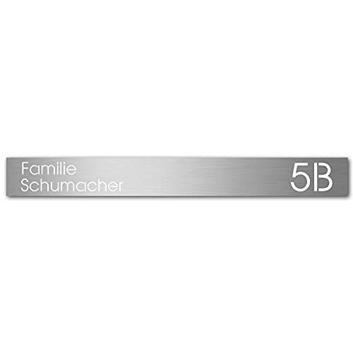 MOCAVI Stick 505 Briefkastenschild mit Hausnummer und Namen Edelstahl V4A graviert, schmal, selbstklebend, modernes Design, passend für SBox 311 von MOCAVI