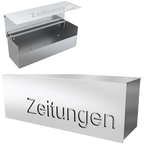 Zeitungsfach groß XXL mit Deckel Edelstahl rostfrei & wetterfest moderne Design-Zeitungsrolle eckige Zeitungsbox Schriftzug 'ZEITUNGEN' hochwertig für Outdoor MOCAVI ZF 2b Regenschutz Zeitungsfach groß XXL mit Deckel Edelstahl rostfrei & wetterfest moderne Design-Zeitungsrolle eckige Zeitungsbox Schriftzug 'ZEITUNGEN' hochwertig für Outdoor MOCAVI ZF 2b Regenschutz von MOCAVI