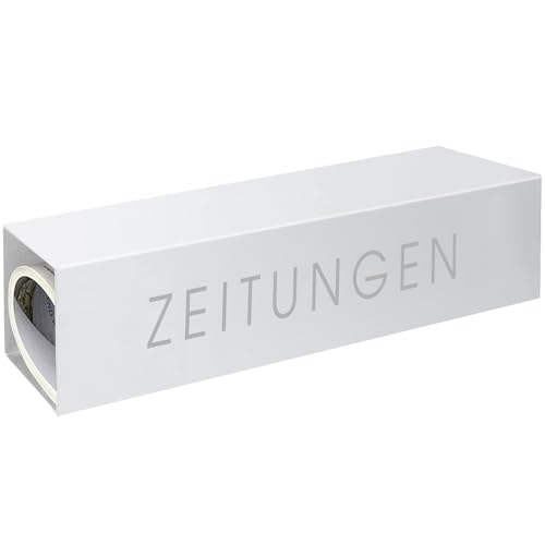 MOCAVI Zeitungsrolle weiss inkl. Beschriftung ZEITUNGEN, modernes Design-Zeitungsfach, RAL 9003, Zeitungsbox eckig von MOCAVI