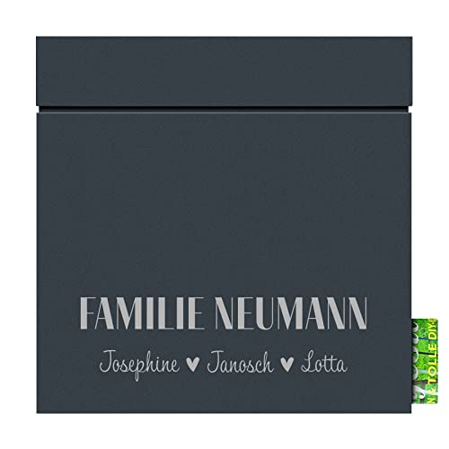 Wand-Briefkasten personalisiert mit Zeitungsrolle anthrazit MOCAVI Box 713 NF78a, Postkasten mit Hausnummer und Name, Briefkasten mit Zeitungsfach, rostfrei, wetterfest von MOCAVI