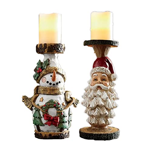 Snowman Carved Candleholder, Santa Snowman Carved Candlestick, Christmas Resin Candle Holder, Home Living Room Christmas Decoration Resin Crafts (C) von MOCIUN