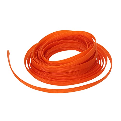MOCNT 3mm PET Erweiterbar Geflochtener Kabelschlauch Flexibel Selbstschließender Kabelschutz Kabelmanagement Hülse Geflechtschlauch Isolierschlauch Rohr Kfz Auto Orange 10Meter von MOCNT