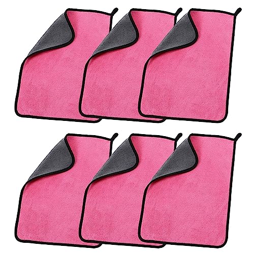 MOCNT 6 Stück Mikrofasertücher Auto 500GSM Mikrofaser Auto Reinigungstücher Poliertuch Trockentuch Putztücher Saugstark Autoreinigung Duschtücher Fusselfreie Handtuch 30 x 30cm Rosa von MOCNT