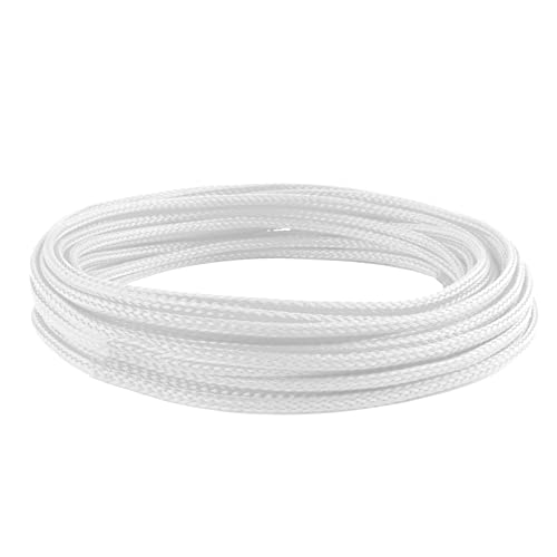 MOCNT 6mm PET Erweiterbar Geflochtener Kabelschlauch Flexibel Selbstschließender Kabelschutz Kabelmanagement Hülse Geflechtschlauch Isolierschlauch Rohr Kfz Auto Weiß 15Meter von MOCNT