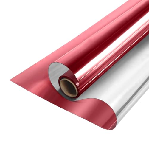 MOCNT Fensterfolie Einwegspiegelfolie Sichtschutzfolie Sonnenschutzfolie Privatsphäre Tönungsfolie Wärmeisolierende Selbstklebende Folie Glasfolie Rot-Silber 40cm x 400cm von MOCNT