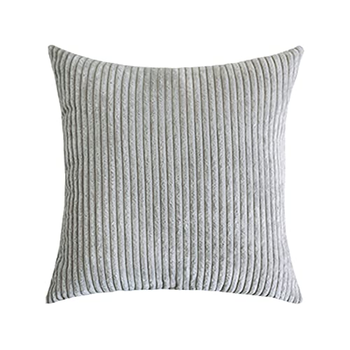 Großer Kissenbezug, superweicher Kordsamt-Kissenbezug, gestreifter dekorativer Kissenbezug für Bett, Couch, Sofa, Spring Home Decor, Silbergrau, 80 x 80 cm von MOCOBA