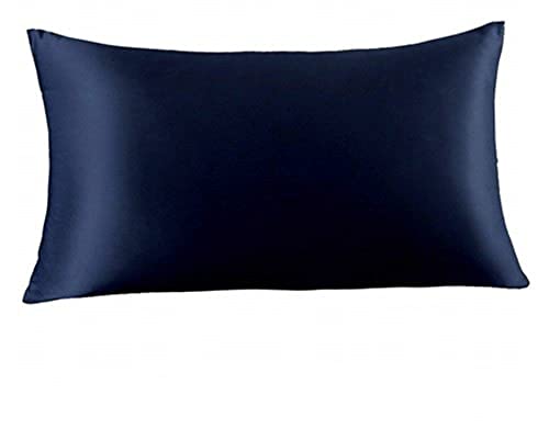 MOCOBA Kissenbezug aus seidigem Satin, Standard/Königin, 1 Stück, Marineblau, Kleinkind, 35 x 50 cm von MOCOBA