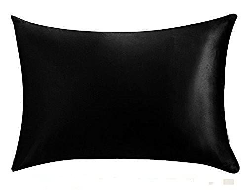 Kissenbezug aus seidigem Satin, Standard/Königin, 1 Stück, Schwarz, Kleinkind, 35 x 50 cm Kissenbezug aus seidigem Satin, Standard/Königin, 1 Stück, Schwarz, Kleinkind, 35 x 50 cm von MOCOBA