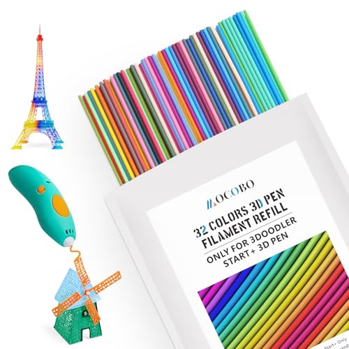 MOCOBO 32 Farben 3D-Stift-Filament-Nachfüllpack – Lebendig, Sicher & Perfekt für 3Doodler Start+, Jede Farbe 15cm x 5 Stück, Insgesamt 160 Stück 2400cm von MOCOBO