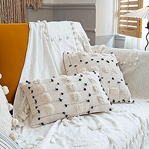 MOCOFO 30x50cm/45x45cm 2 Stück Set dekorativer böhmischer Kissenbezug getuftete Schnittblume Kissenbezug geeignet für Sofa Wohnzimmer Schlafzimmer von MOCOFO
