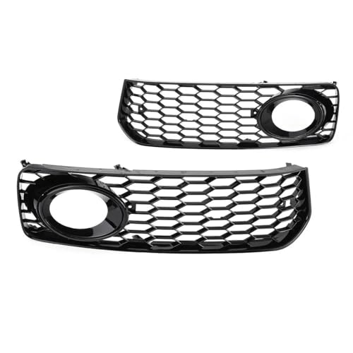 Nebelscheinwerfer-Abdeckung Paar Auto Nebelscheinwerfer Lampengrill Abdeckung Waben Sechskant Frontgrill Grill Für A5 S-Line / S5 B8 RS5 2008 2009 2010 2011 2012 Front Kühlergrille(Chrome Black) von MODADA