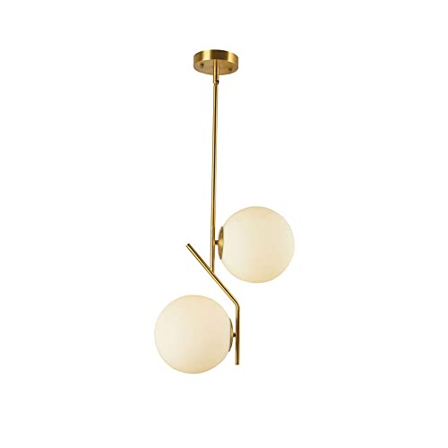 MODEBHD Art Nordic Schlafzimmer Warmes Bett Kopfförmige Kronleuchter Double Milk White Glass Sphärisches Restaurant Freizeitbereich Licht Retro Loft Wohnzimmer Eisen Pendelleuchte Höhenverstellbar von MODEBHD