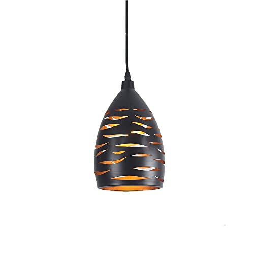 MODEBHD 1-Licht-Pendelleuchte mit schwarzem Finish aus hohlem Metallmaterial, Vintage-Hängeleuchte mit verstellbarem Kabel, Deckenleuchte für die Haushaltsdekoration, Leuchte für die Bauernhaus-Küchen von MODEBHD