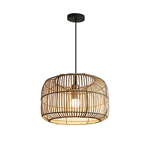 MODEBHD 40 cm Bambus-Pendelleuchte, Pastorale Handarbeit – Strick-Kronleuchter, Rattan-Laterne, Hängelampe, verstellbare Kordel-Deckenlampe, kreative energiesparende Leuchte, Hängelampe von MODEBHD