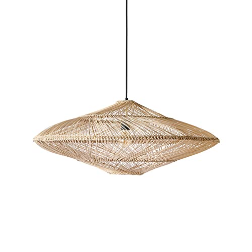 MODEBHD 50 cm Bambus-Pendelleuchte im chinesischen Stil, handgewebte Rattan-Laterne, Kronleuchter, kreative minimalistische Hängelampe, fliegende Untertassenform, Deckenleuchte mit E27-Sockel, energie MODEBHD 50 cm Bambus-Pendelleuchte im chinesischen Stil, handgewebte Rattan-Laterne, Kronleuchter, kreative minimalistische Hängelampe, fliegende Untertassenform, Deckenleuchte mit E27-Sockel, energie von MODEBHD