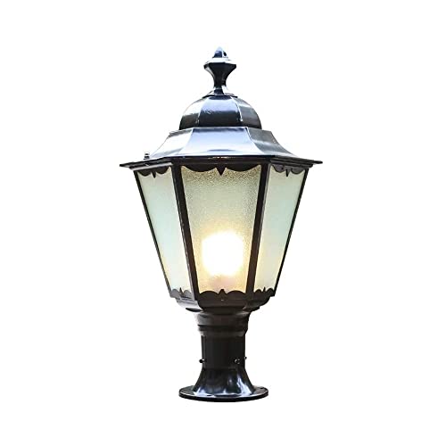 MODEBHD 70 cm Moderne Außen E27 Säule Lampe Lampenschirm Glas Wasserdicht Terrasse Zaun Brücke Lichter Aluminium Außen Terrasse Stein Villa Garten Pfosten Säule Laterne Landschaftsbeleuchtung Trad von MODEBHD
