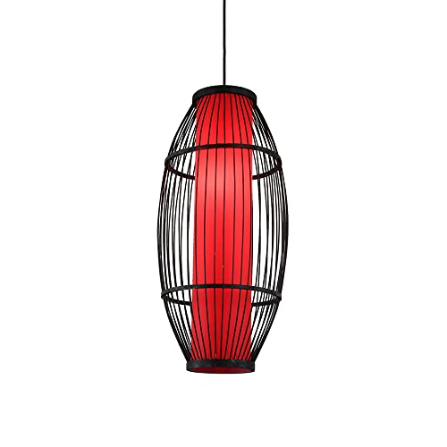 MODEBHD Chinesische rote Laterne, Bambus-Pendelleuchte, handgewebter japanischer Kronleuchter, hohles Rattan-Material, Hängelampe, kreative große Deckenleuchte, E27-Sockel, Leuchte, Hängelampe von MODEBHD