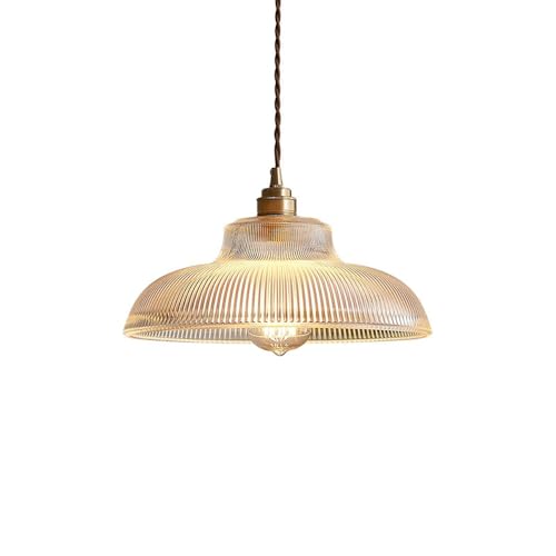 MODEBHD Japanische Retro-Glaslampe, Esszimmer-Bar-Pendelbeleuchtung, einfacher moderner Esszimmer-Esstisch-Kronleuchter, Messing-Deckenleuchte, 1-flammige Glas-Hängeleuchte von MODEBHD