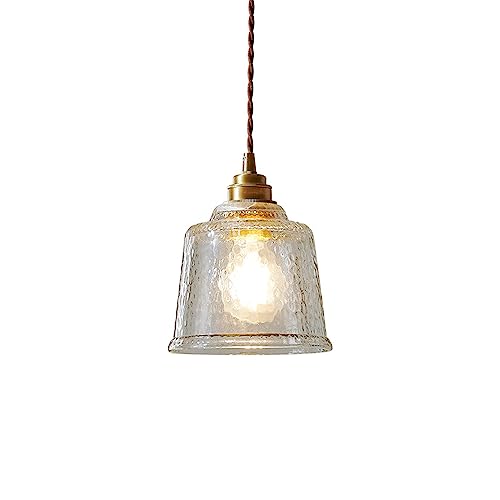 MODEBHD Moderne minimalistische transparente Pendelleuchte Kleine Pendelleuchten für den Innenbereich Pendelleuchten mit zylindrischen Glasschirm Einstellbarer hängender Draht/Einzelkopf E2 von MODEBHD