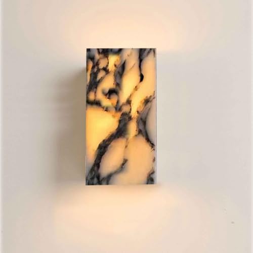 MODEBHD Nordic Style Marmor Wandleuchte, Alabaster Wandleuchte, Quadratische Wandleuchte Innen Stein Warmweiß 3000K Wandlampe Verdrahtete Dekorative Wandleuchte Schlafzimmer Treppen von MODEBHD