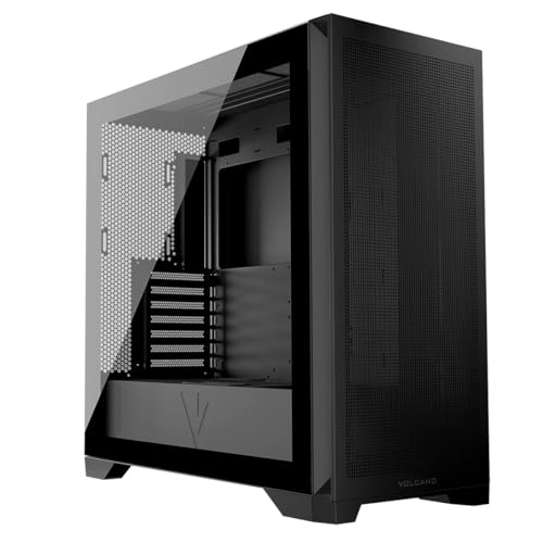 MODECOM Volcano Expanse S PC Gehäuse Schwarz mit Öffnung gehärtetes Glas | PC-Gaming-Gehäuse Midi Tower ATX | ohne Lüfter | ARGB-Controller | Gaming Computergehäuse mit Platz für 405 mm GPU von Modecom