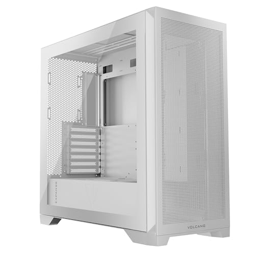MODECOM Volcano Expanse S PC Gehäuse Weiß mit Öffnung gehärtetes Glas | PC-Gaming-Gehäuse Midi Tower ATX | ohne Lüfter | ARGB-Controller | Gaming Computergehäuse mit Platz für 405 mm GPU von Modecom
